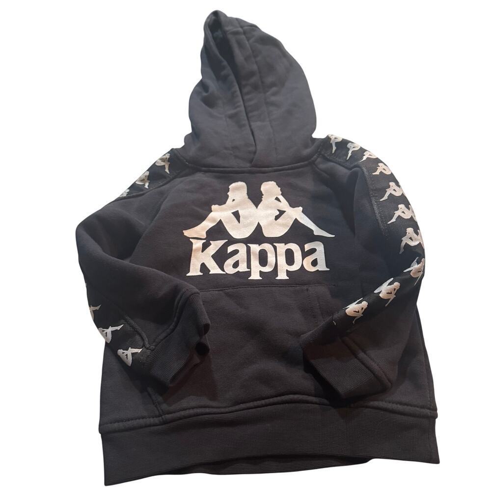 Kappa Black Hoodie with White Logo and Sleeve Tape